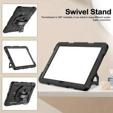 1个，兼容Tab A11+ Plus/A9+ 11英寸（2025/2023款），防震硬质保护套，带360°旋转手带和支架，适用于Tab A11+/A9 Plus平板电脑，黑色 - 黑+紅 - 查看 3