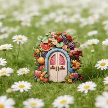 1,0 cm de grosor Mini puerta de hadas Decoración de paisaje micro, Suministros de plantación de musgo en maceta, Adorno de modelo de puerta de hadas, Adecuado para decoración de patio y jardín, Decoración de exteriores y jardín, Adorno de jardinería (Artesanía de madera de doble capa) - JLM022 - Ver 4