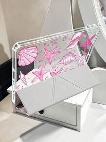 粉色海洋元素平板电脑保护套，兼容 Air 11 英寸 M3 2025 / M2 2024、Air 第五代 2022、(A16) 11 英寸第十一代 2025，兼容三星 Galaxy Tab、Kindle Paperwhite 第十二代 2024，透明背壳，时尚图案保护套，具备自动休眠和唤醒功能，气囊保护，适合作为礼物和办公用品。 - 彩色 - 查看 6