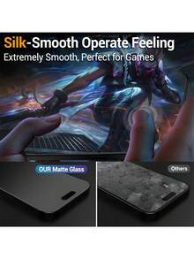 Yezodawee 3片装磨砂防窥钢化玻璃屏幕保护膜，9H硬度，防指纹，2.5D弧边，全屏覆盖，兼容 16ProMax/16Plus/15ProMax/14/13/12/11/XR/X/XS/7/8（6.1英寸） - 黑色 - 查看 8