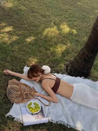 1pc Bohemian Style Picnic Mat, Camping Blanket, Tablecloth, Outdoor Lawn Mat, Camping Gear, Bohemian Style Tablecloth, Nap Blanket, Tent Moisture-Proof Mat, Picnic Mat, Suitable For Outdoor Picnic, Holiday Party, Decoration For Bedroom/Living Room, Indoor/Outdoor Travel, Valentine's Day Gift