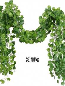 12件套人造常春藤花环，绿色仿真葡萄叶藤蔓花环，适用于家居卧室墙面装饰、婚礼派对房间装饰、情人节母亲节礼物、户外花园春季庭院装饰、送给女性、女士、教师的礼物 - 綠色 - 查看 5
