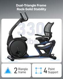 MERACH Recumbent Exercise Bikes For Home, Light Commercial High-End Recumbent Bike For Seniors Adults, Magnetic Recumbent Exercise Bike With Smart Bluetooth And Exclusive App, LCD, Heart Rate Handle - 黑色 - 查看 3