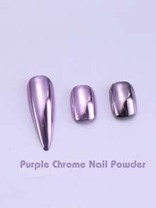 2pcs Purple Mirror Metallic Powder, Purple Matte Metallic DIY Y2K Style Charming Nail Art Powder Decorations - Purple - View 8