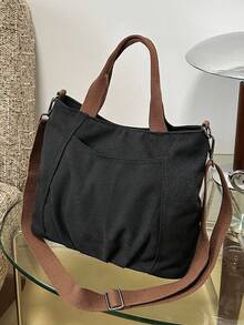 peach tree 女士休闲托特包，简约纯色手提包，男女通用单肩包，大容量多口袋多功能随身包，适合度假、旅行、送礼、返校、大学、情人节等场合。 - 彩色 - 查看 20