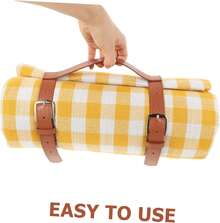 Mantel de Picnic Grande Resistente la Humedad Color Amarillo y Crema para Playa Camping y Picnic Tapete Portátil para Exteriores - A - Ver 5