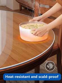 Clear PVC Table Cover For Round Tables, Waterproof, Oil & Heat Resistant, Soft Flexible Glass-Like Mat For Desk & Furniture Protection - Transparent - View 3