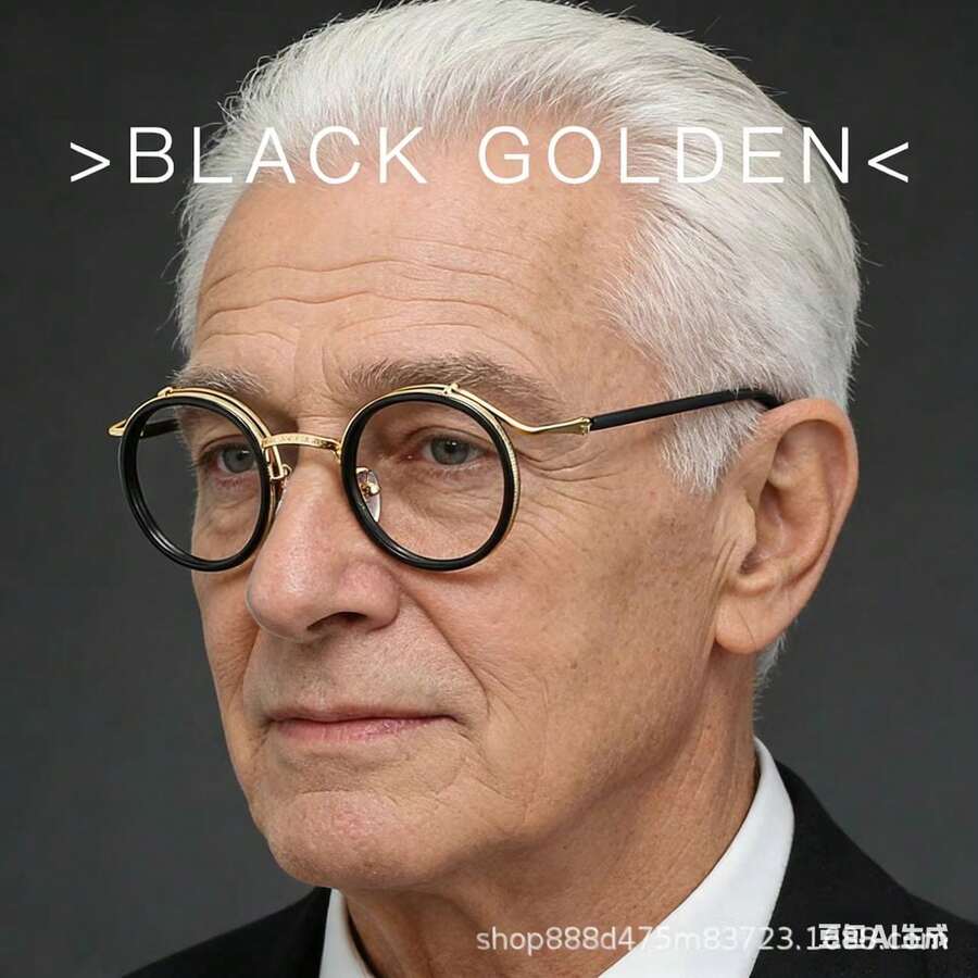 新款复古金属圆框时尚艺术老年眼镜，圆形镜框，附赠眼镜盒 - 彩色 - 查看 1