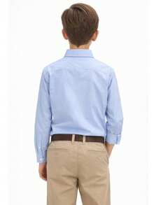 Children's/Youth Long-Sleeved Dress Shirt For Graduation, Baptism, Conference, Church - Màu xanh nhạt - Xem 2