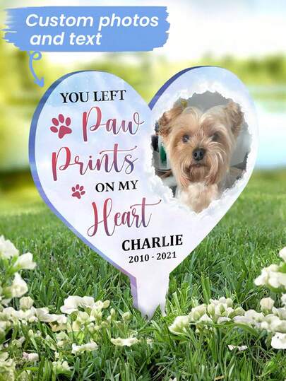 Estacas de jardín de acrílico personalizadas, marcadores conmemorativos con forma de corazón, diseños de huellas de pata y nubes, placas conmemorativas de jardín, decoración de patio trasero, regalos para amantes de las mascotas, regalos de duelo, regalos de condolencia, artículos conmemorativos de mascotas