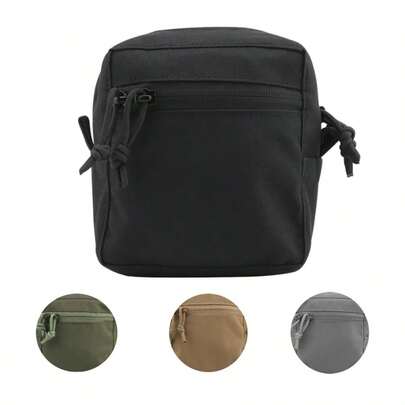 1个MOLLE战术背心多用途收纳袋 - 便携式尼龙弹药收纳袋，带多个拉链隔层，黑色，适合狩猎和户外活动收纳，耐用狩猎装备袋