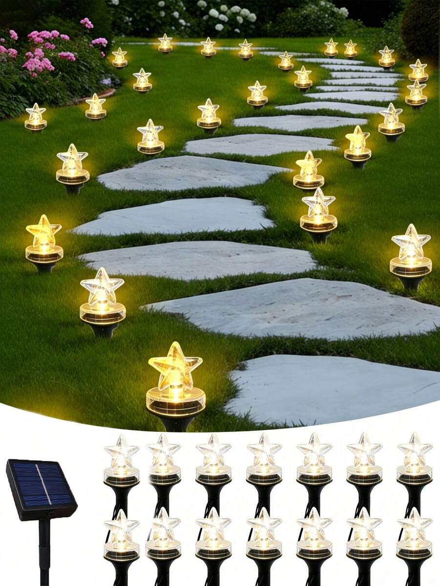 20/10 LED Solar Garden Lights, Solar Outdoor String Lights, Button Control, 8 Flashing Modes, Suitable For Various Holiday Decorations, Courtyards, Lawns, Gardens, Villas, Valentine's Day Decor Lighting