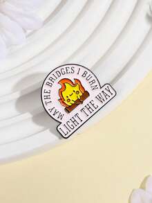 1Pc May The Bridges I Burn Light The Way Enamel Pins Campfire Brooches Lapel Badges Cute Cartoon Jewelry Gift For Friends - Multicolor - View 2