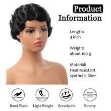 20 قطعة شعر باروكة موجة الأصبع، شعر اصطناعي مجعد للنساء لأزياء عقد 1920، حفلة هالوين، الاستخدام اليومي (أسود) - متعدد الألوان - مشاهدة 8