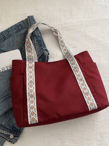 New Canvas Bag For Women, Large Capacity Shoulder Bag With Wide Strap, File Bag, Fashion Sweet Commuter Tote Bag - Multicolor - View 9