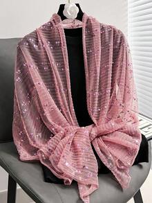 1pc New Spring And Summer Sequin Scarf Shawl Headscarf Sunscreen Beach Scarf, Suitable For Beach Vacation Shawl, Adds Highlights To Your Style And Is A Festive Gift - Scarf - View 1