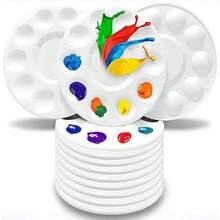 15/10/5个白色圆形塑料调色盘，带10个孔，用于美术颜料混合 - 畫盤 - 查看 7