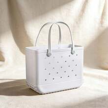 Heavy-Duty Rubber Perforated Tote Bag, Waterproof Multi-Purpose Carryall For Beach, Pool, Boat, Camping, Picnic, Gym & Daily Use, Lightweight Reusable Tote - 白色 - 查看 5