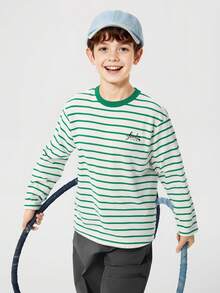 Balabala 2026 Kids Unisex Long Sleeve T-Shirt, Quick Dry, Spring 2026 Collection - White Green Tone - View 4