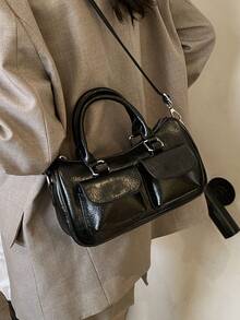 Fashionable Casual Minimalist Lightweight Shoulder Bag - Black - View 3