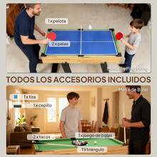 SPORTNOW Mesa Multijuegos Plegable 13 en 1, Mesa de Juego con Futbolines para Niños, Billar, Ping-pong, Hockey, Ajedrez, Damas, Backgammon y Accesorios, Diversión Familiar para Adultos y Niños - Multicolor - Ver 8