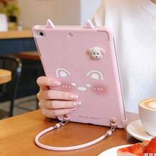 Cute Pink Dog Compatible With IPad Pro 13 Inch Tablet Soft Case, With Beads, Ear Chain Strap Suitable For IPad Air, IPad Air 11-Inch M3 M2, Apple IPad Mini 1/2/3/4/5/6/7/8, 2021/2019/2022/2024 Models - Pink - View 5