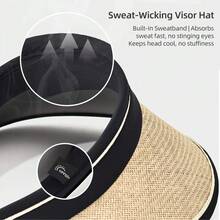 新款女士骑行防晒帽，防紫外线，可折叠，加宽帽檐，遮挡面部，无帽顶防晒帽，草编帽，大帽檐，夏季防紫外线，遮挡面部，无帽顶，防紫外线，户外便携式防晒帽 - 彩色 - 查看 6