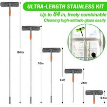 Window Squeegee Cleaner Tool With Extension Pole, Window Washing Kit With Rotatable Bendable Head, 3-In-1 High Windows Washing Kit For Home & Outdoor, Detachable Washer Tool Squeegee For Shower Glass, Car - Grey - View 10