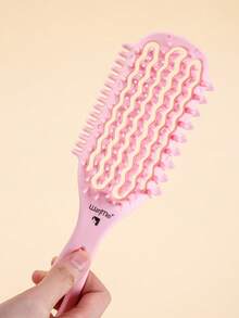 1pc Large Curling Hair Brush - Suitable For Curly Hair, Unisex, Flexible And Easy To Comb - For Dry And Wet Hair, Perfect For Curly Hairstyles, Separates Curls, Adds Volume - Anti-Static, Heat-Resistant Styling Tool - Multicolor - View 4