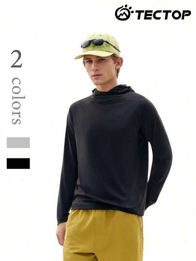 TECTOP 男士春夏长袖连帽T恤，运动健身必备，高弹舒适面料，带拇指孔保护手掌