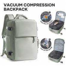 Floless 可折叠旅行笔记本电脑背包，符合航空公司规定，男女通用旅行包，可压缩旅行背包，14英寸笔记本电脑商务背包，防水大容量包 - 灰色 - 查看 19