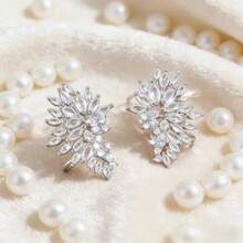 1 Pair Women's Crystal Rhinestone Metal Angel Wings Earrings, Shiny Fashion Jewelry Accessory - Silver - View 11