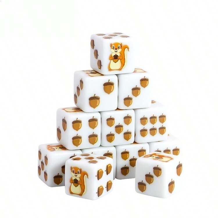 12颗松鼠骰子，造型可爱，适用于角色扮演游戏、桌游——趣味十足，适合家庭娱乐，是角色扮演游戏的绝佳礼物。（角色扮演游戏骰子，适用于各种游戏） - 卡其色 - 查看 1