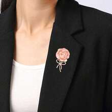 1pc Elegant Fashion Wedding Bride Groom Rose Flower Brooch With Rhinestone Bow Tie, Suitable For Daily Wear, Wedding Ceremony, Gala, Business Meeting, Back To School, Teacher's Day, Valentine's Day, Mother's Day Gift - Multicolor - View 4