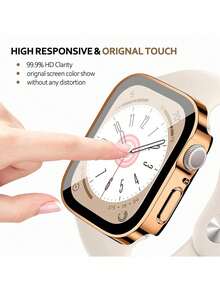 2件裝防水手錶保護殼，適用於 40mm、41mm、42mm、44mm、45mm、46mm 與 49mm 尺寸，硬 PC 材質搭配強化玻璃螢幕保護膜，3合1防水圈，相容 Ultra/12/11/10/9/8/7/6/5/4/SE 系列，易於佩戴，觸控靈敏，適合男女運動與休閒手錶殼 - 玫瑰金*2 - 查看 3