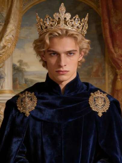 1件奢华复洛克水晶男士皇冠，优雅婚礼配饰，活动、派对、盛会发饰