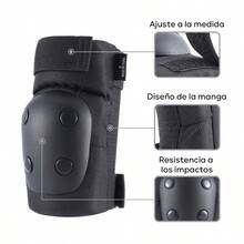 Juego de Rodilleras, Rodillera Codera Muequera 6 en 1 Set, Juego de Rodilleras Coderas y Muequeras, Adecuado para Bicicleta Patinaje Ciclismo Monopatn y Deportes Extremos - - Negro - Ver 4