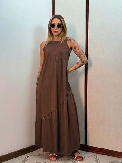  Vestido Longo Feminino malha algodão Aveloz