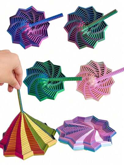 1/4/6pcs 3D Printed Star Polygonal Stress-Relieving Toy, Three-Dimensional Folding Structure Fingertip Stress-Relieving, Visual And Auditory Soothing Toy, Desktop Decoration, Christmas Gift, Birthday Party Gift, Ideal Festival Gift.
