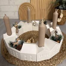 1 buc DIY mucegai de lut stil nordic casă combinație mucegai de ipsos casă, sfeșnic, vază de flori, recipient pentru lumânări, mucegai de silicon, mucegai de rășină epoxidică, potrivit pentru DIY lucrat manual, recipient pentru depozitarea bijuteriilor, decor de sărbători - alb - Vizualizare 4