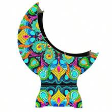 SNA 2026新款5D水钻图案DIY曼陀罗图案月牙形多空间糖果零食盘带支架水钻刺绣水果盘DIY工艺品 - 半成品-需要自己貼 - 查看 3