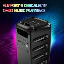 Portable Bluetooth Karaoke Player With 1 Wired Microphone, Supporting TWS/TF/USB/AUX, Large Party PA System With Disco Lights, Suitable For Home, Camping, And Travel Stereo Speakers,USB Charging - Black - View 5