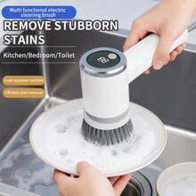 无绳电动旋转式地板清洁器 | 5 个可替换刷头，无线清洁刷，强力浴室地板清洁器，适用于浴室、浴缸、瓷砖和地板，可充电，圣诞礼物 - 經典款 - 查看 7