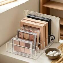 Organizador de maquillaje con cajones para paletas de sombras de ojos, polvos y separadores transparentes, caja de almacenamiento de plástico con soporte de exhibición de cosméticos para rubor en el escritorio, para vacaciones en la playa, colección de baño, colección de dormitorio, gran capacidad - transparente - Ver 7