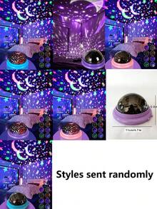 1pc Colorful Starry Sky Projection Lamp, UFO Shaped LED Night Light With Moon & Galaxy Projection, USB Powered, Suitable For Home, Bedroom, Stereo Party Lighting, Christmas Gift - Purple - View 3