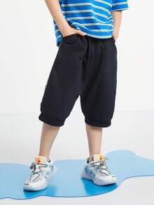 Annil Children's Boys' Short Pants - Summer New Style Casual Sports Pants With Stretch, Stylish , Thin Mid-Rise Pants - Elegant Floral Gray - View 2