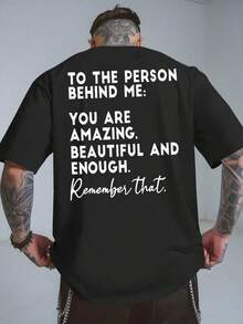 Shirts For Men Men'S Summer Graphic T-Shirt - You Are Amazing, Beautiful And Enough Print, Casual Crew Neck Short-Sleeve Tee, Breathable & Stylish For Beach Vacations, Motivational ClothingPositive Message ShirtFlexible Fit Shir Men's Casual Print Round Neck Short Sleeve T-Shirt Men Women T-Shirt Print Tee - 黑色 - 查看 1