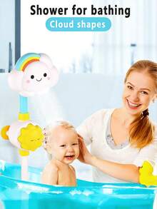 1pc Kids Bathroom Sunflower Shower Head, Pressure Spray Rainbow Cloud Shower Head, Baby Bath Water Play Toy - Cloud Shower - View 5