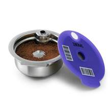 Stainless Steel Refillable Capsule Shell + Silicone Lid, Comes With Spoon & Brush, Reusable For Filling Coffee Powder - Purple - View 3