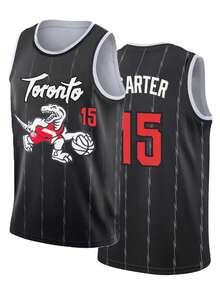 男士刺绣篮球服 15 黑色休闲无袖背心 V 领 T 恤 派对运动上衣 - 黑色 - 查看 1